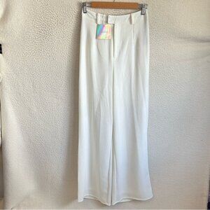 Missguided Premium Crepe wide Leg Trousers Womens Size‎ 4 White